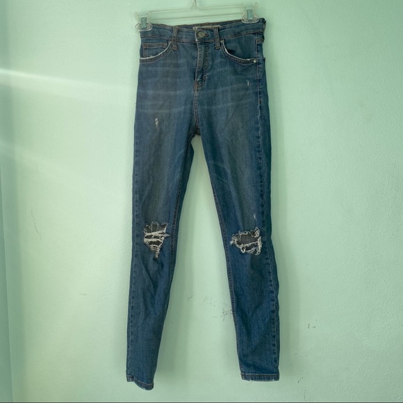 Topshop Jamie Distressed Skinny Jeans Medium Wash - Picture 1 of 7